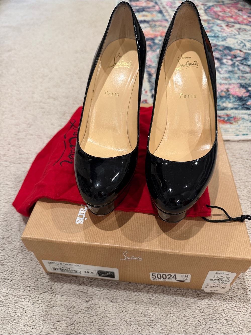 Christian Louboutin Black Patent Platform Pumps